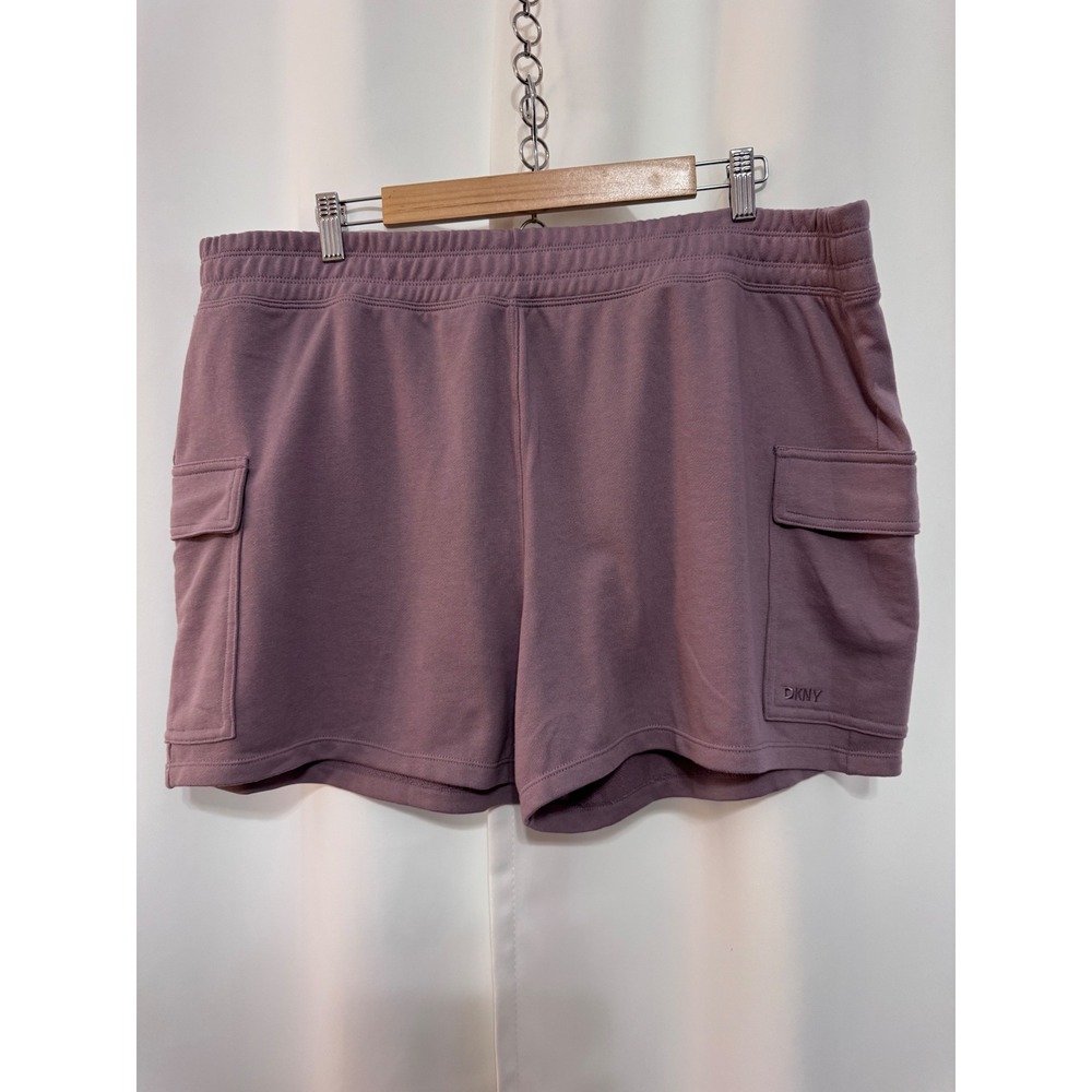DKNY Womens Cargo Shorts Mauve Purple French Terry XXL Lounge Shorts